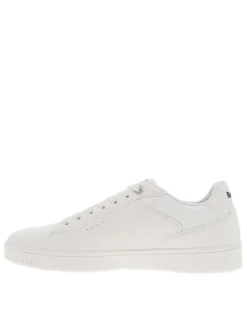 Baskets basses tennis blanches avec détail logotypé et des lacets plats