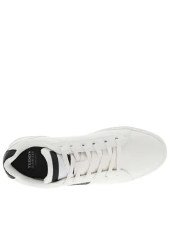 Baskets basses tennis blanches et noires avec des lacets plats