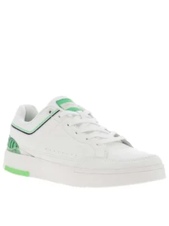 Baskets basses tennis blanches à lacets plats avec détails verts et marine