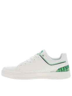 Baskets basses tennis blanches à lacets plats avec détails verts et marine