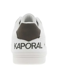 Baskets basses tennis blanches à lacets plats avec logo au talon