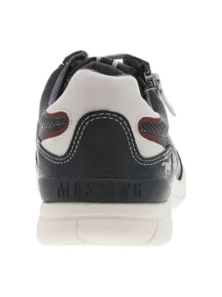 Baskets basses tennis bleu marine avec des lacets plats gris et un zip latéral