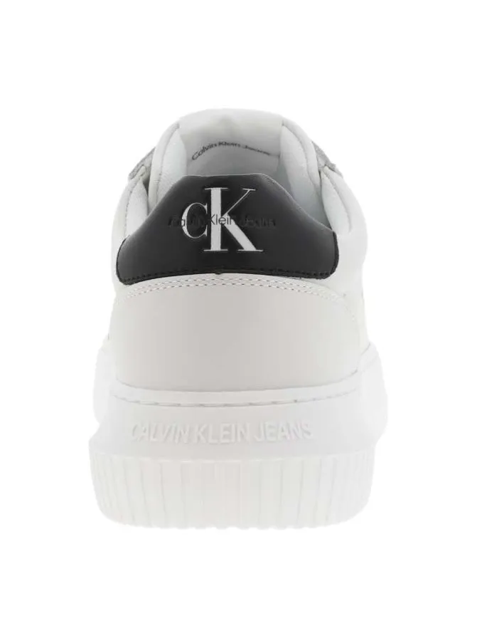 Baskets basses tennis Chunky Cupsole Mono Lth en cuir blanches à plateforme