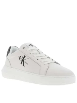 Baskets basses tennis Chunky Cupsole Mono Lth en cuir blanches à plateforme