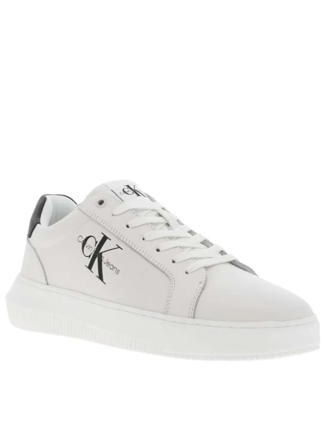 Baskets basses tennis Chunky Cupsole Mono Lth en cuir blanches à plateforme