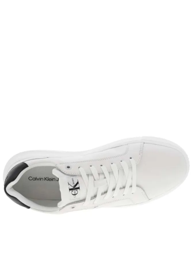 Baskets basses tennis Chunky Cupsole Mono Lth en cuir blanches à plateforme