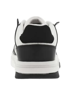 Baskets basses tennis en cuir blanches avec lacets plats et logo sur le côté