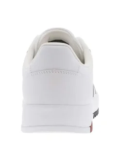 Baskets basses tennis en cuir blanches avec lacets plats et semelle crantée
