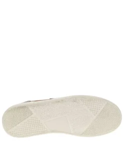 Baskets basses tennis en cuir cognac avec lacets plats et zip sur l'extérieur