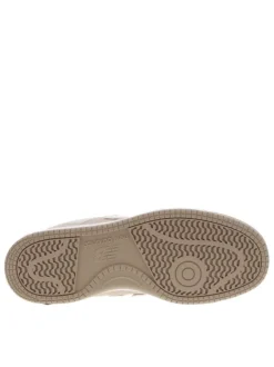 Baskets basses tennis 480 en cuir nubuck beiges avec lacets plats blancs