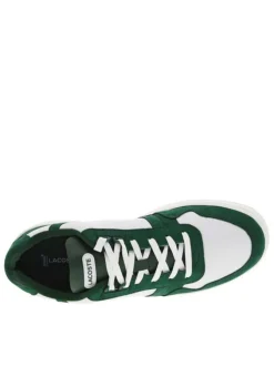 Baskets basses tennis T-Clip Leather en cuir blanches vertes à lacets plats
