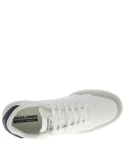 Baskets blanches à talon plat avec des lacets et logo brodé sur le côté