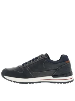 Baskets bleu marine à talon plat avec des lacets et un zip latéral