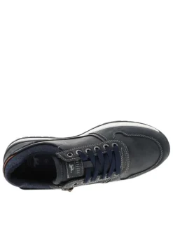 Baskets bleu marine à talon plat avec des lacets et un zip latéral