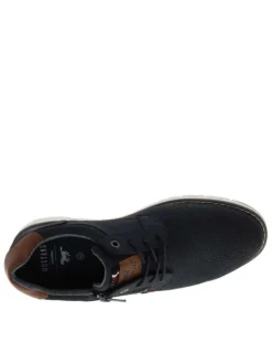 Baskets bleu marine à talon plat avec des lacets et un zip latéral