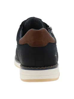 Baskets bleu marine à talon plat avec des lacets et un zip latéral