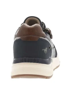 Baskets bleu marine à talon plat avec des lacets et un zip latéral