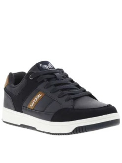Baskets bleu marine à talon plat pourvues du logo de la marque