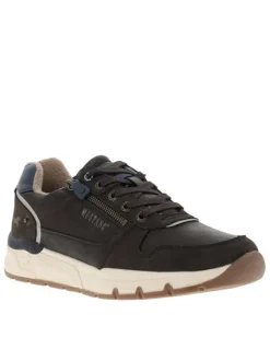 Baskets café à talon plat avec des lacets et un zip latéral