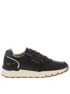 Baskets café à talon plat avec des lacets et un zip latéral