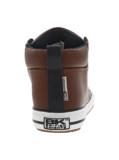 Baskets cognac à lacets plats avec contrefort renforcé et semelle à reliefs