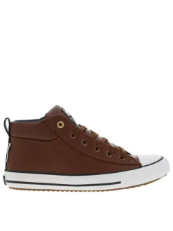 Baskets cognac à lacets plats avec contrefort renforcé et semelle à reliefs