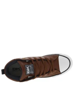 Baskets cognac à lacets plats avec contrefort renforcé et semelle à reliefs