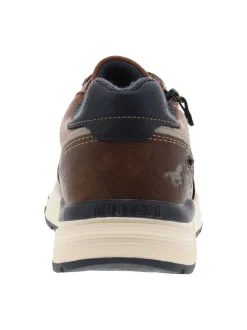 Baskets cognac à talon plat avec des lacets et un zip latéral