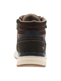 Baskets cognac à talon plat avec des lacets et un zip latéral