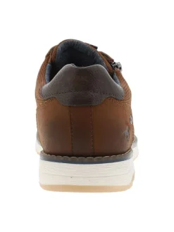 Baskets cognac à talon plat avec lacets et zip latéral décoratif