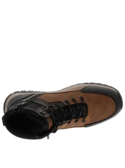Baskets cognac à talon plat avec un zip et des lacets ronds