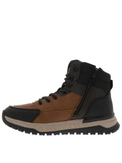 Baskets cognac à talon plat avec un zip et des lacets ronds