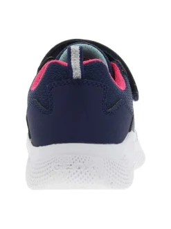 Baskets de sport marines en Mesh à talon plat avec bande auto-agrippante et lacets élastiqués