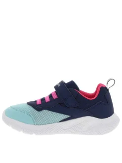 Baskets de sport marines en Mesh à talon plat avec bande auto-agrippante et lacets élastiqués