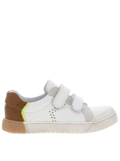 Baskets en cuir blanc à semelle tennis et bandes auto-agrippantes