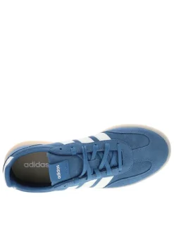 Baskets en cuir bleu à talon plat avec des lacets et un revêtement doux
