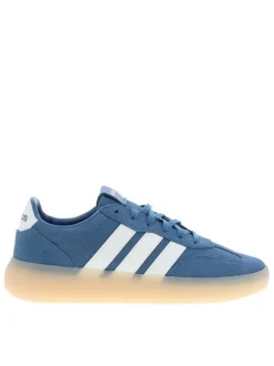 Baskets en cuir bleu à talon plat avec des lacets et un revêtement doux