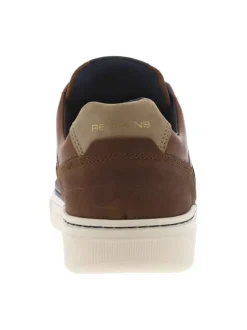 Baskets en cuir cognac à semelle blanche avec lacets plats marrons
