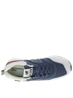 Baskets 997 en cuir et Mesh indigo à semelle semi-compensée et lacets plats