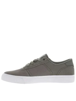 Baskets en cuir kakis avec le logo à semelle plate blanche et à lacets plats