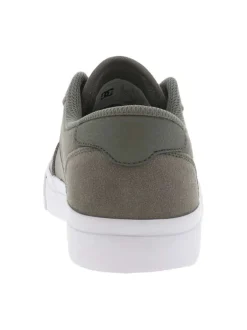 Baskets en cuir kakis avec le logo à semelle plate blanche et à lacets plats