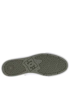 Baskets en cuir kakis avec le logo à semelle plate blanche et à lacets plats
