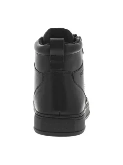 Baskets en cuir noires à talon plat et à lacets et zip latéral