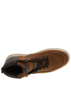 Baskets en cuir noisette à talon plat avec un zip et des lacets ronds