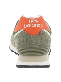 Baskets en cuir nubuck kaki à talon plat avec le logo de la marque