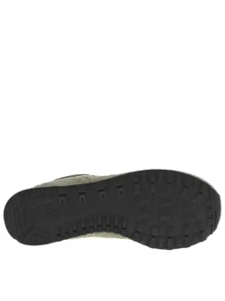 Baskets en cuir nubuck kaki à talon plat avec le logo de la marque