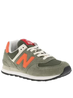 Baskets en cuir nubuck kaki à talon plat avec le logo de la marque