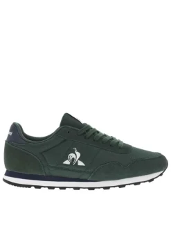 Baskets en Mesh léger et nubuck vert sapin à semelle crantée et lacets plats