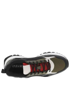 Baskets en partie en cuir nubuck olive à semelle semi-compensée et lacets ronds