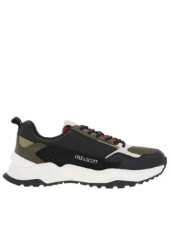 Baskets en partie en cuir nubuck olive à semelle semi-compensée et lacets ronds